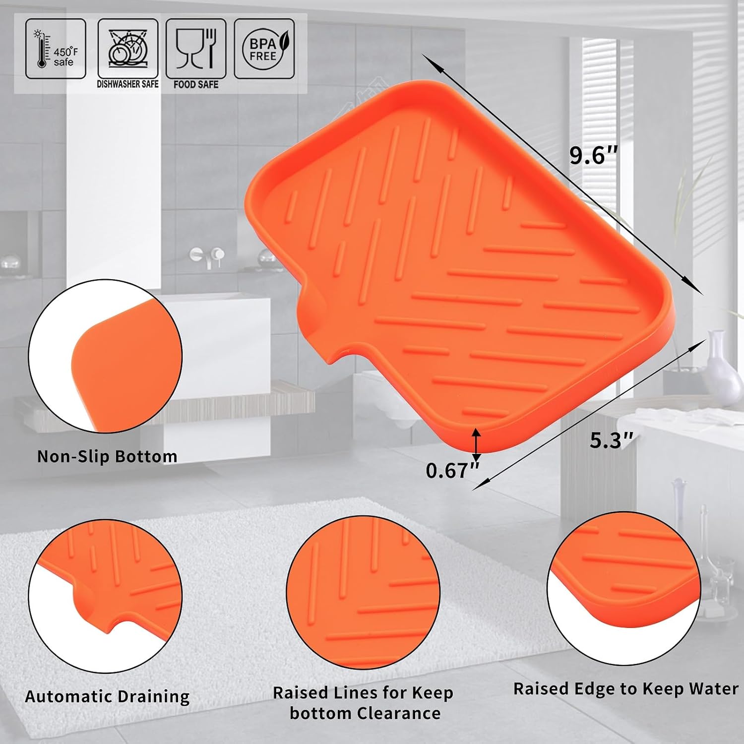 Silicone Bathroom Soap Dishes with Drain Spout-Bathroom and Kitchen Sink Organizer,Sponge