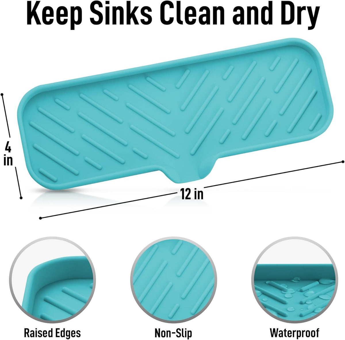 Zulay Large Silicone Sponge Holder (12x4) – Flexible Sink Organizer Tray for Kitchen & Bathroom