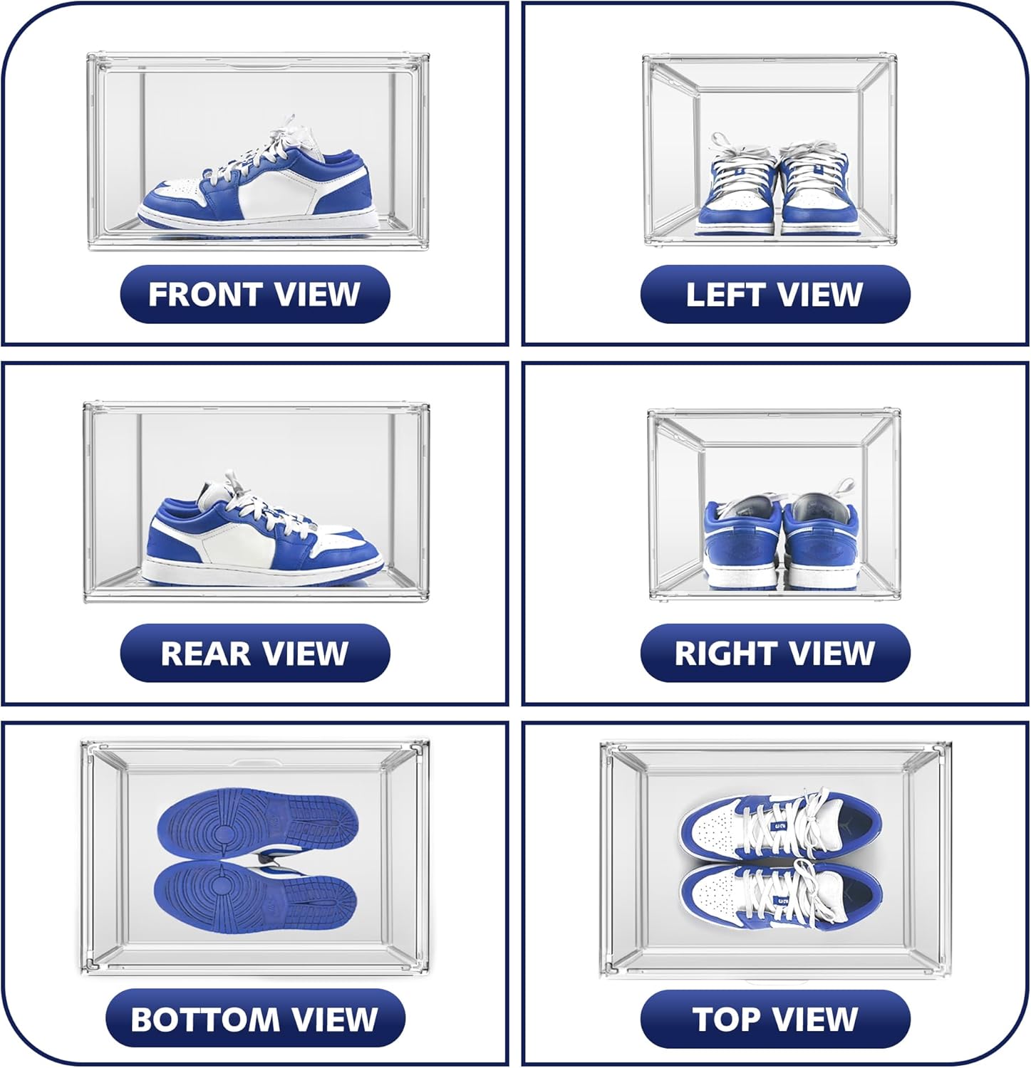 12 Pack Shoe Organizer Clear Plastic Stackable Shoe Storage Boxes with Magnetic Lid Acrylic Display