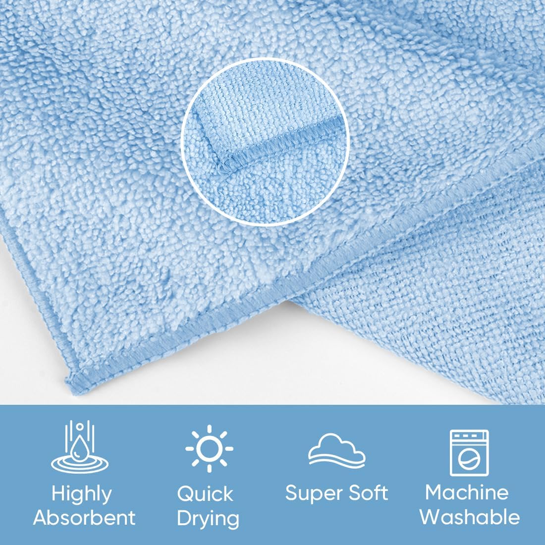 HOMEXCEL Microfiber Washcloths 12 Pack, Highly Absorbent and Soft Face Towel, Multi-Purpose Wash