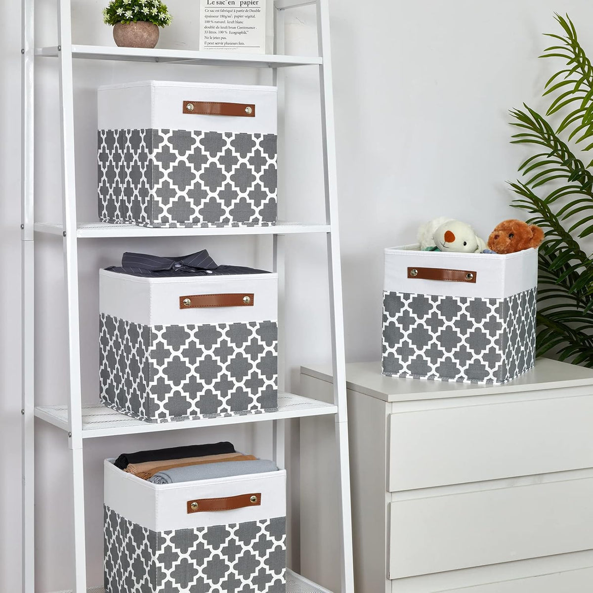 Temary 11x11x11 Cube Storage Bins Cube Organizer Bins 4 Pack Canvas Storage Bin for Home, Cube