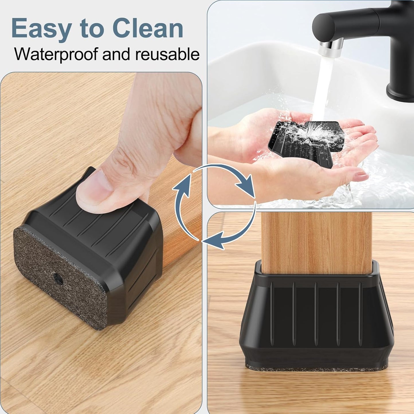 24PCS Rectangular Chair Leg Floor Protectors for Hardwood Floors, Thicken Rubber Chair Leg Cap