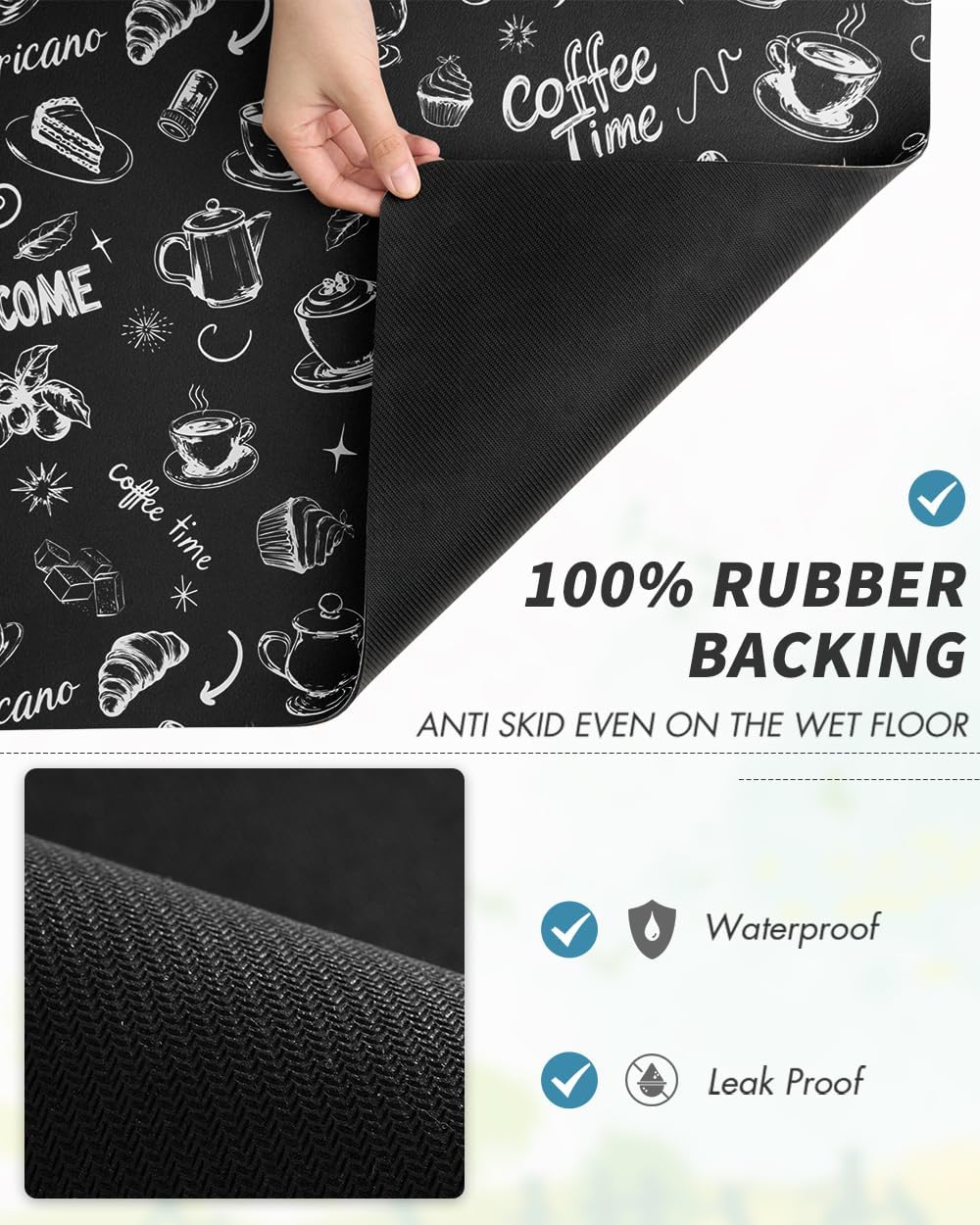 AMOAMI Coffee Mat Hide Stain Rubber Backed Absorbent Dish Drying Mat for Kitchen Counter - Fits