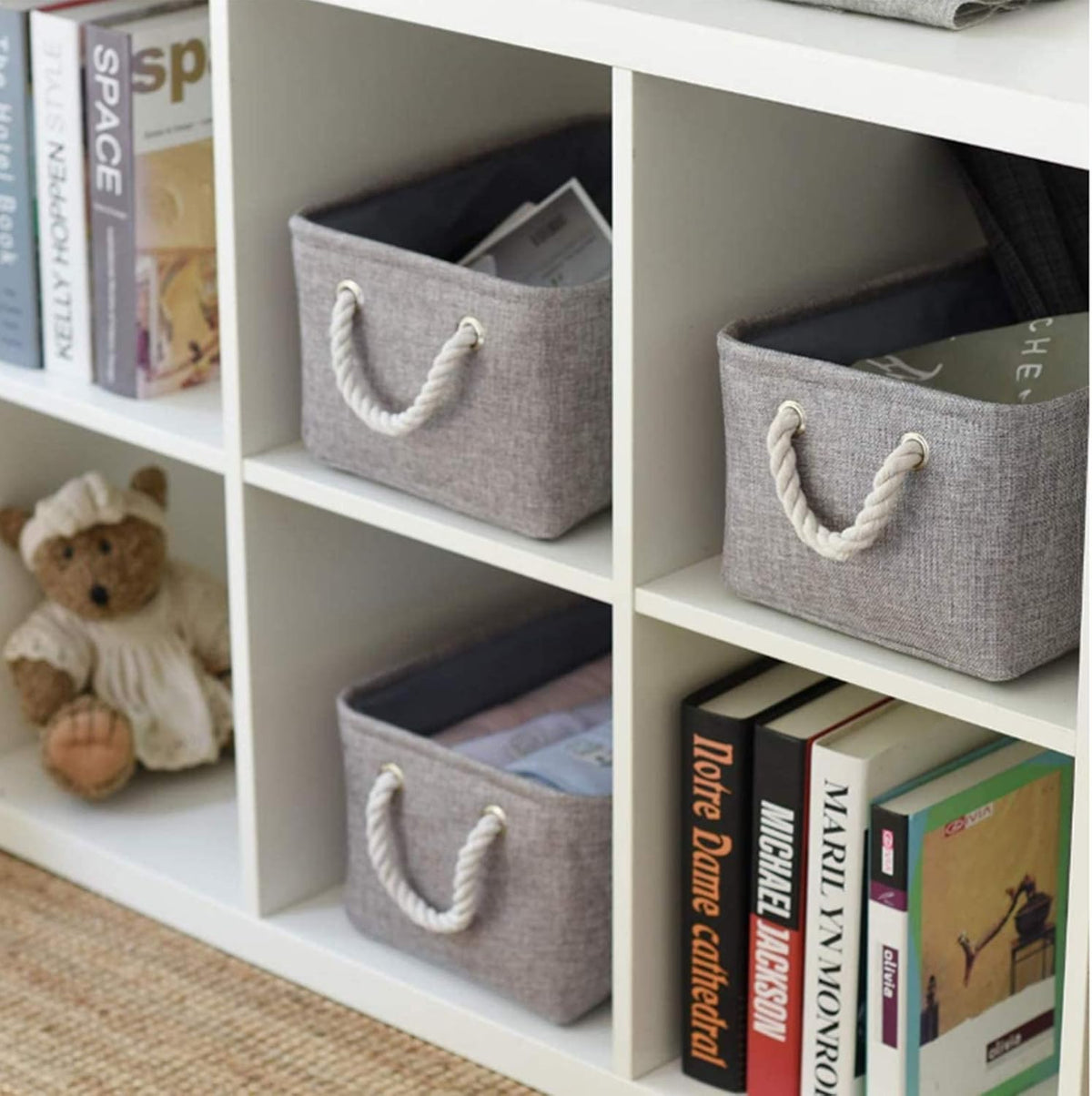 TcaFmac Storage Bins for Organization - Large 3 Pack Canvas Storage Basket for Shelves with