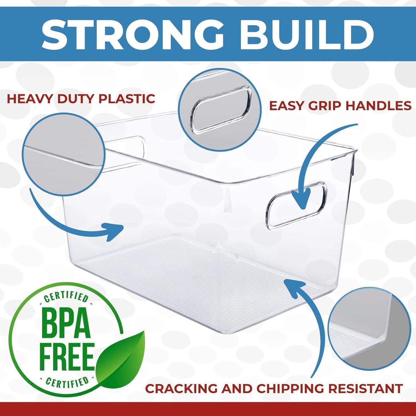 Clear Plastic Storage Bins with Lids, Perfect for Kitchen Organization or Pantry Organization and