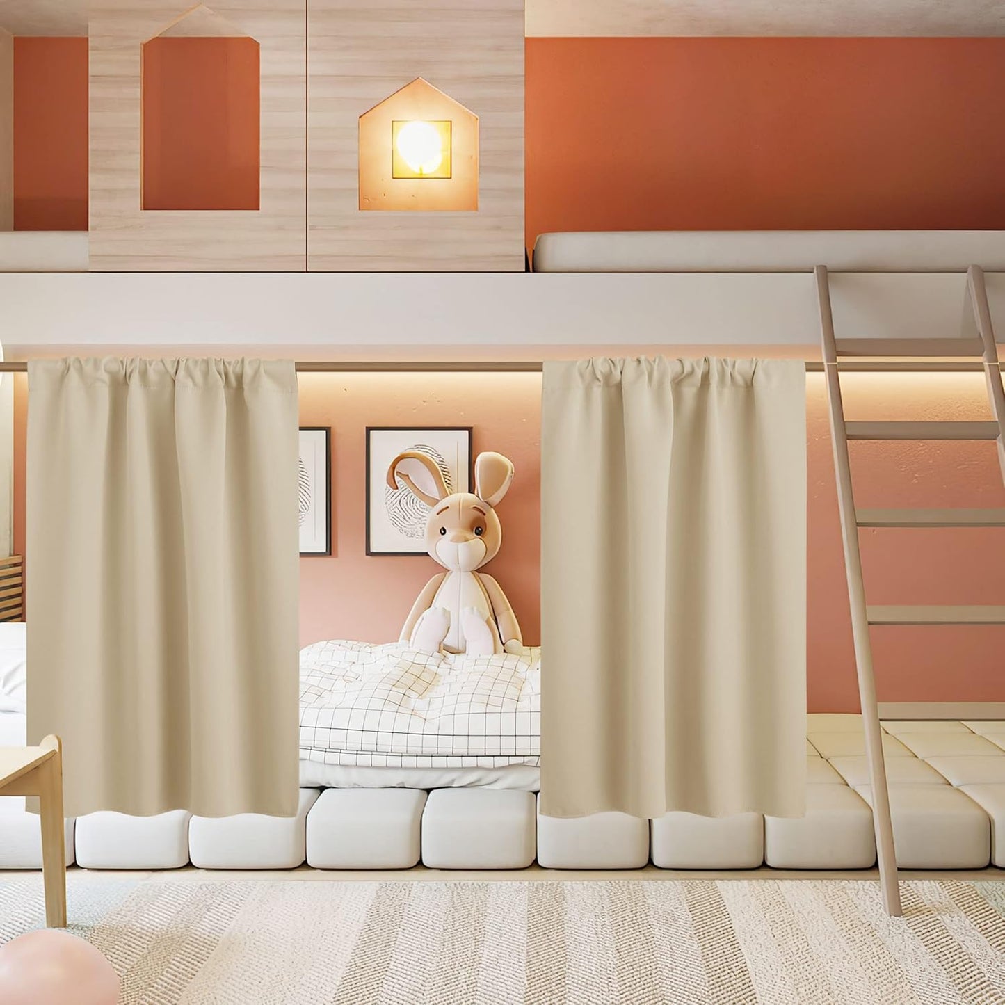 RYB HOME Short Curtains for Living Room Blackout Portable Blinds Shades for Bedroom Bathroom