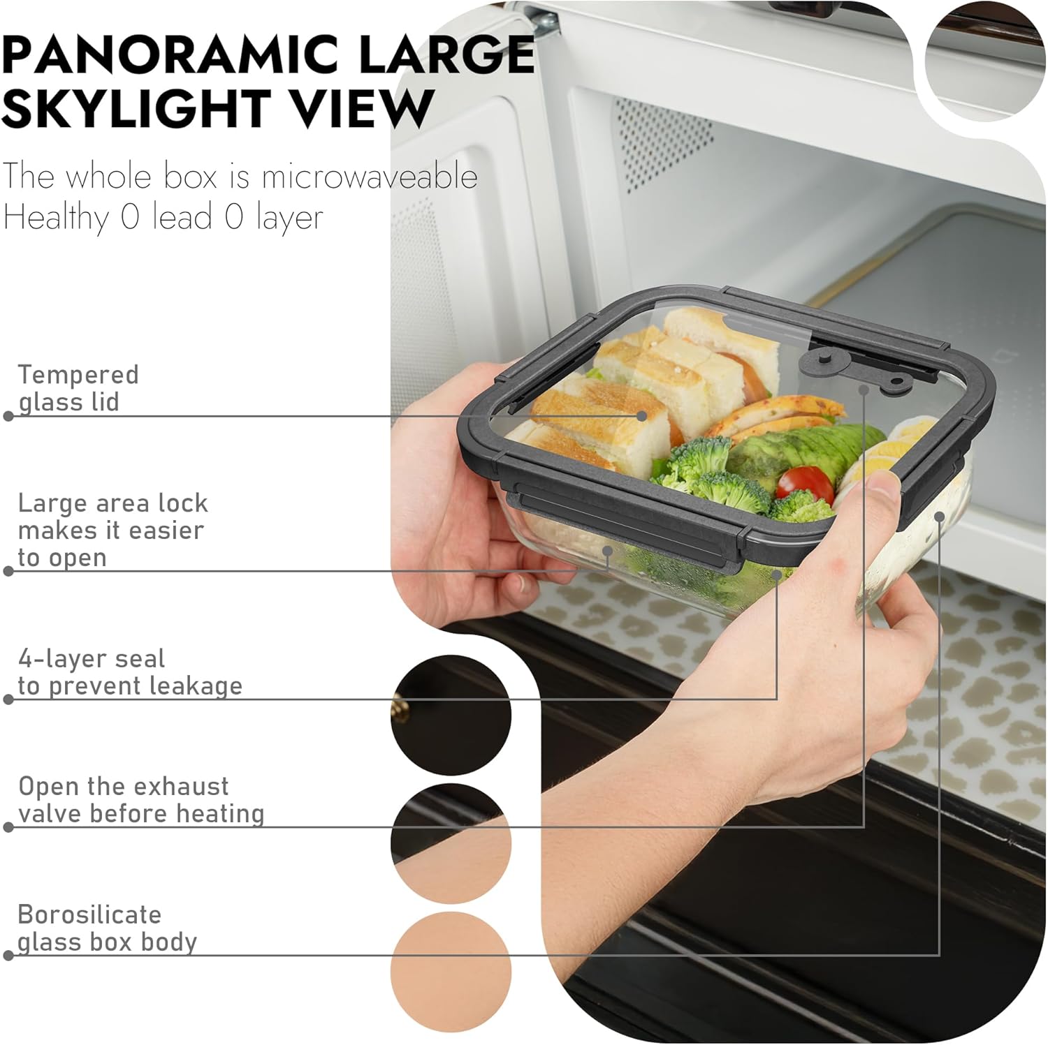 10-Pack Glass Food Storage Containers with Tempered Lids – Borosilicate, Airtight, Oven-Safe