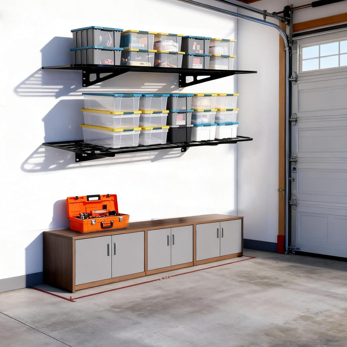 2-Pack 2x4ft Garage Wall Shelves, 2 Shelf Total 8 ft(L) Garage Shelving Wall Mounted – Heavy-Duty