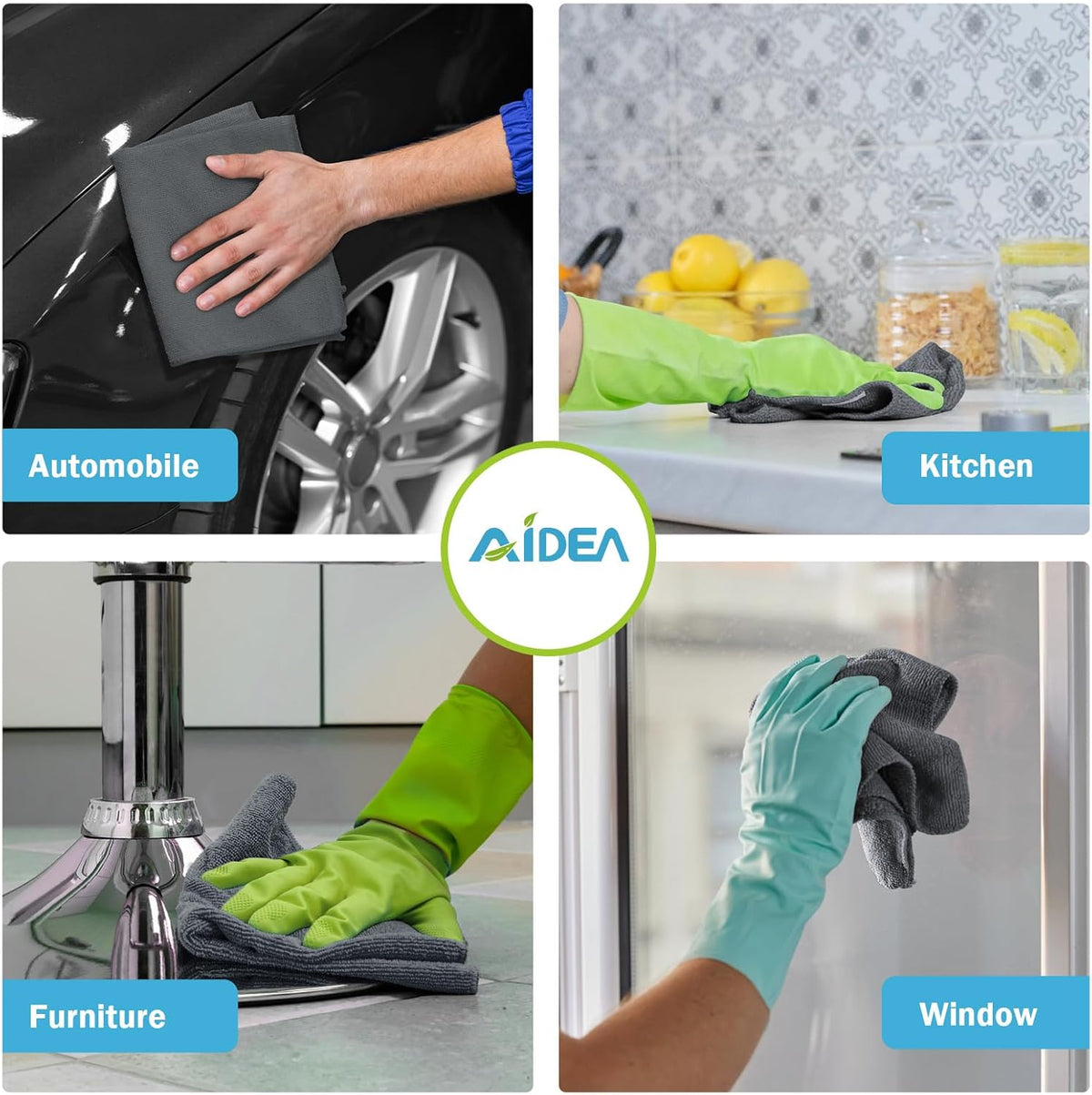 AIDEA Microfiber Cleaning Cloth Grey 50PK, Microfiber Towels for Cars, Premium Car Cloths, Dusting