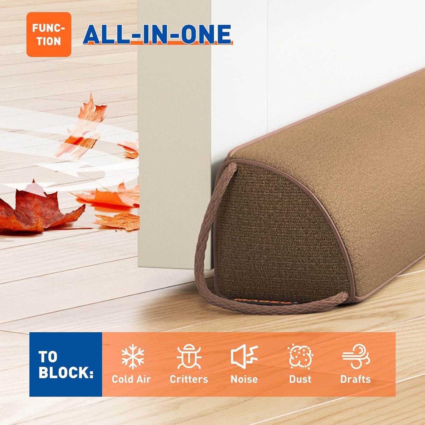 MAGZO Door Draft Stopper 36 Inches, Weighted Triangular Door Snake for Winter Noise Blocker with