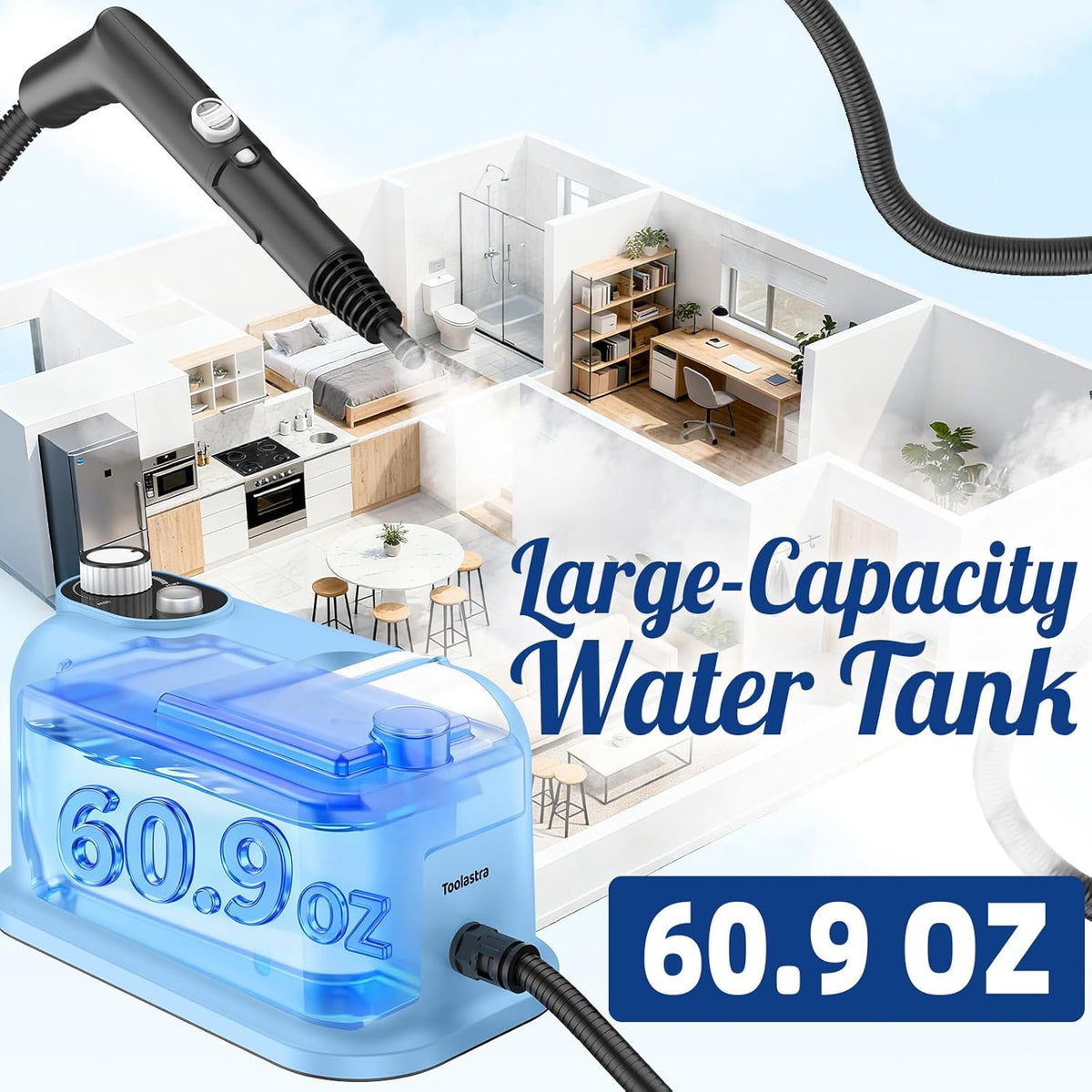 60.87oz Heavy Duty Steam Cleaner 10s Rapid Heating Handheld Steam Cleaner for Home, Steamer for