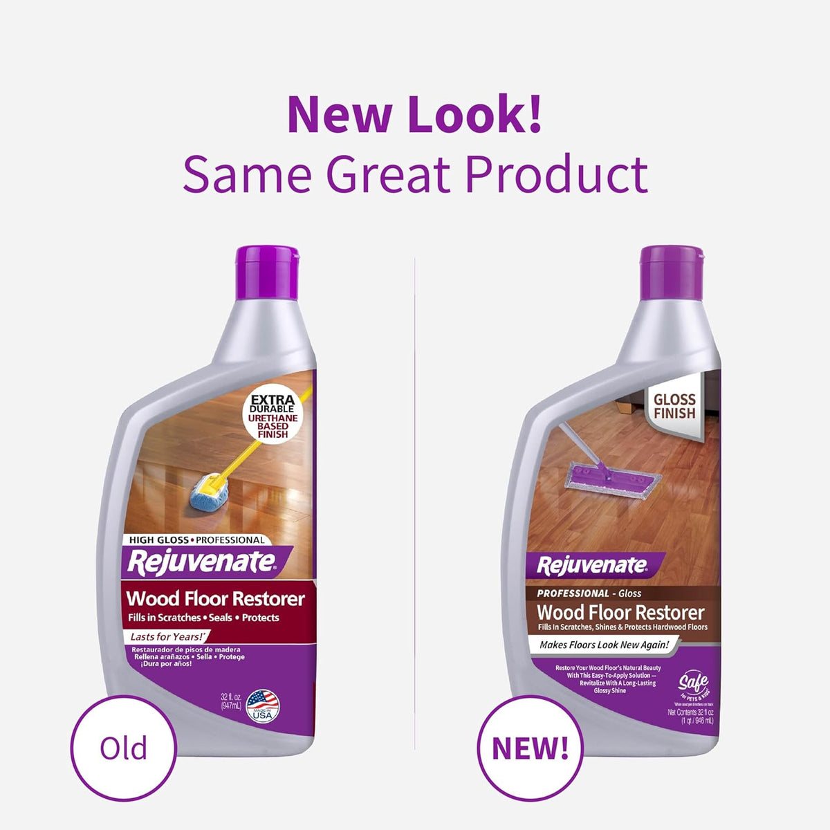 Rejuvenate Professional Wood Floor Restorer and Polish with Durable Finish Non-Toxic Easy Mop On