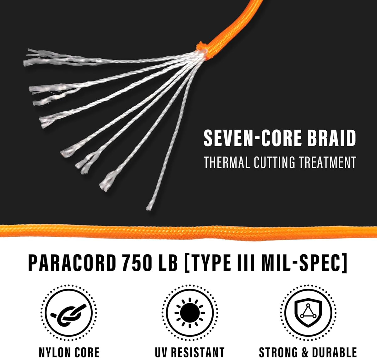 Braid 7 Strand Outdoor Survival Paracord Polyester Rope Nylon Rope Mix Thick Heavy Duty Ropes
