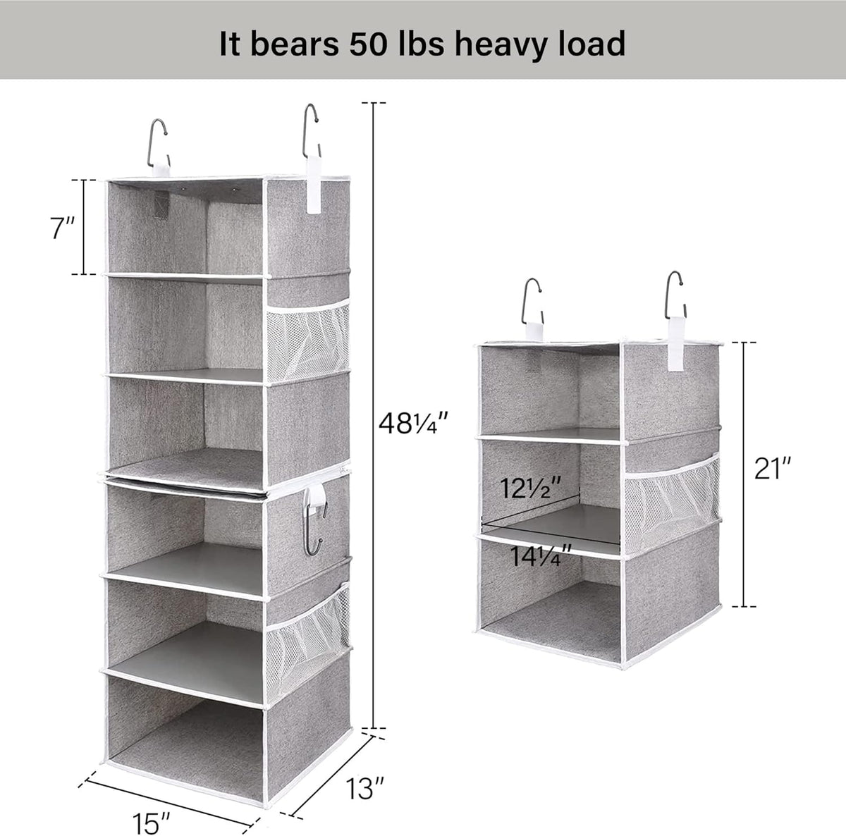 StorageWorks 6-Shelf Jumbo Closet Organizers, Two 3-Shelf Separable Hanging Shelves for Closet, 13"