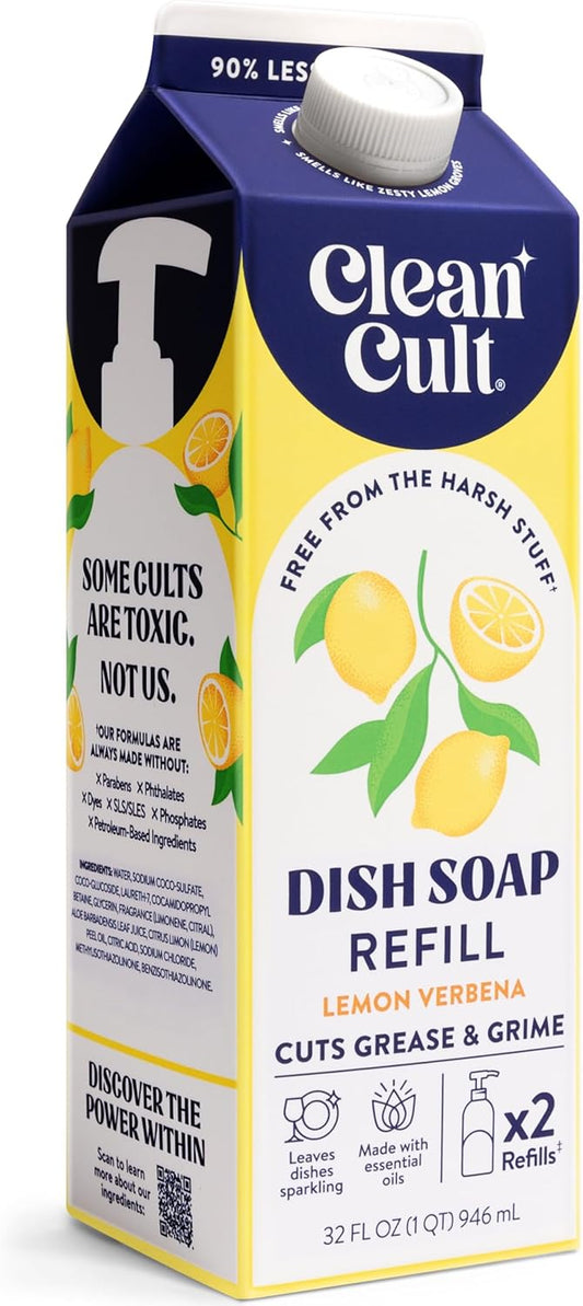 Cleancult Dish Soap Liquid Refill (32oz, 1 Pack) - Plant Based Cleaning Power - Dish Soap that Cuts