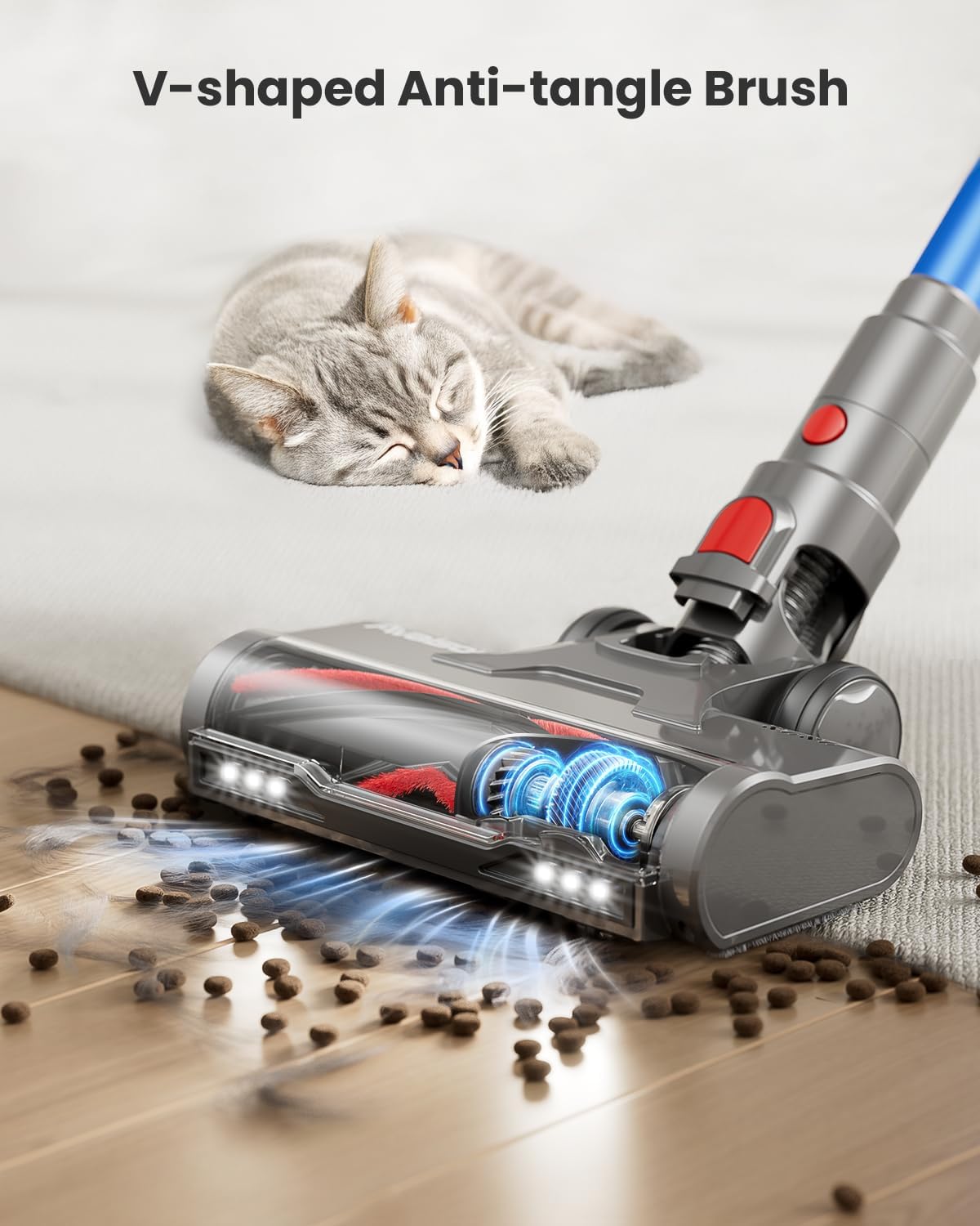 Cordless Vacuum Cleaner, 48KPa 580W 65Mins Vacuum Cleaner for Home, Anti-Tangle Self-standing Stick