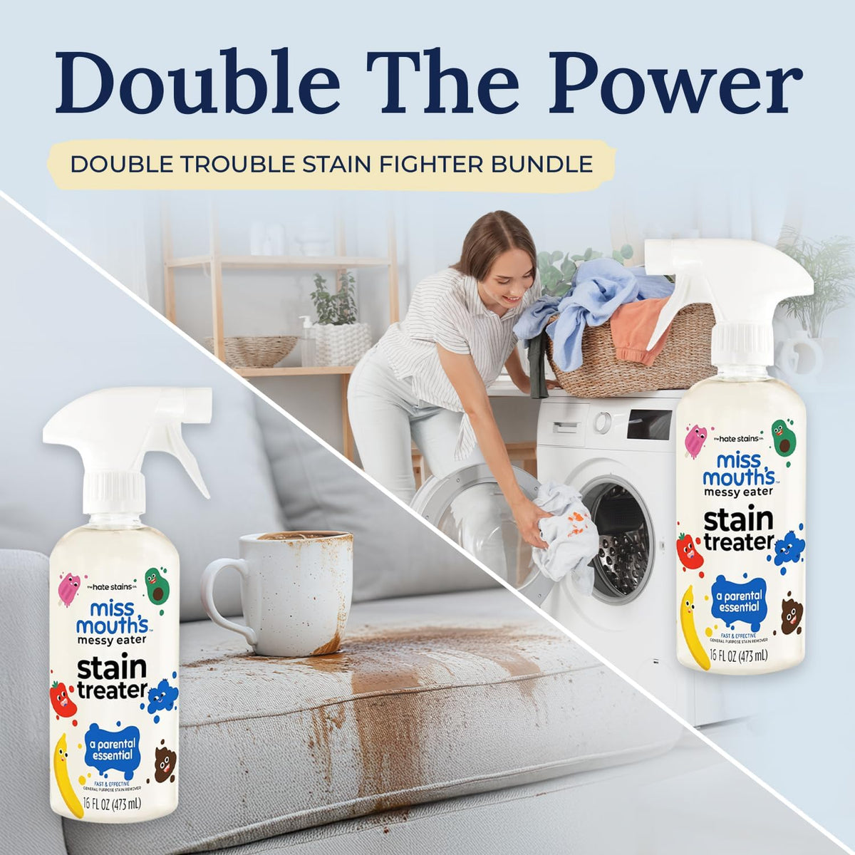 Miss Mouth’s Messy Eater Stain Treater Double Trouble Bundle - 2-Pack of 16oz Stain Remover