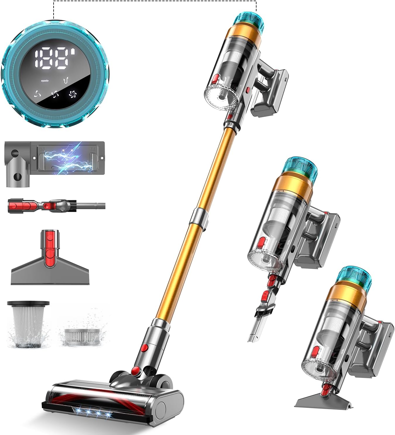 Cordless Vacuum Cleaner for Home 600W 55Kpa Upgraded Powerful Stick Vacuum Up to 60Mins