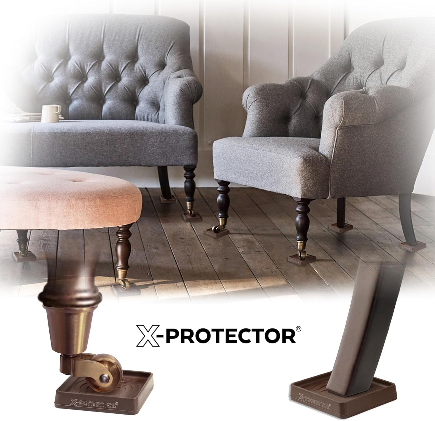 Furniture Cups X-PROTECTOR – 3" Caster Cups 8 PCS – Premium Furniture Coasters – Ideal Bed Stoppers