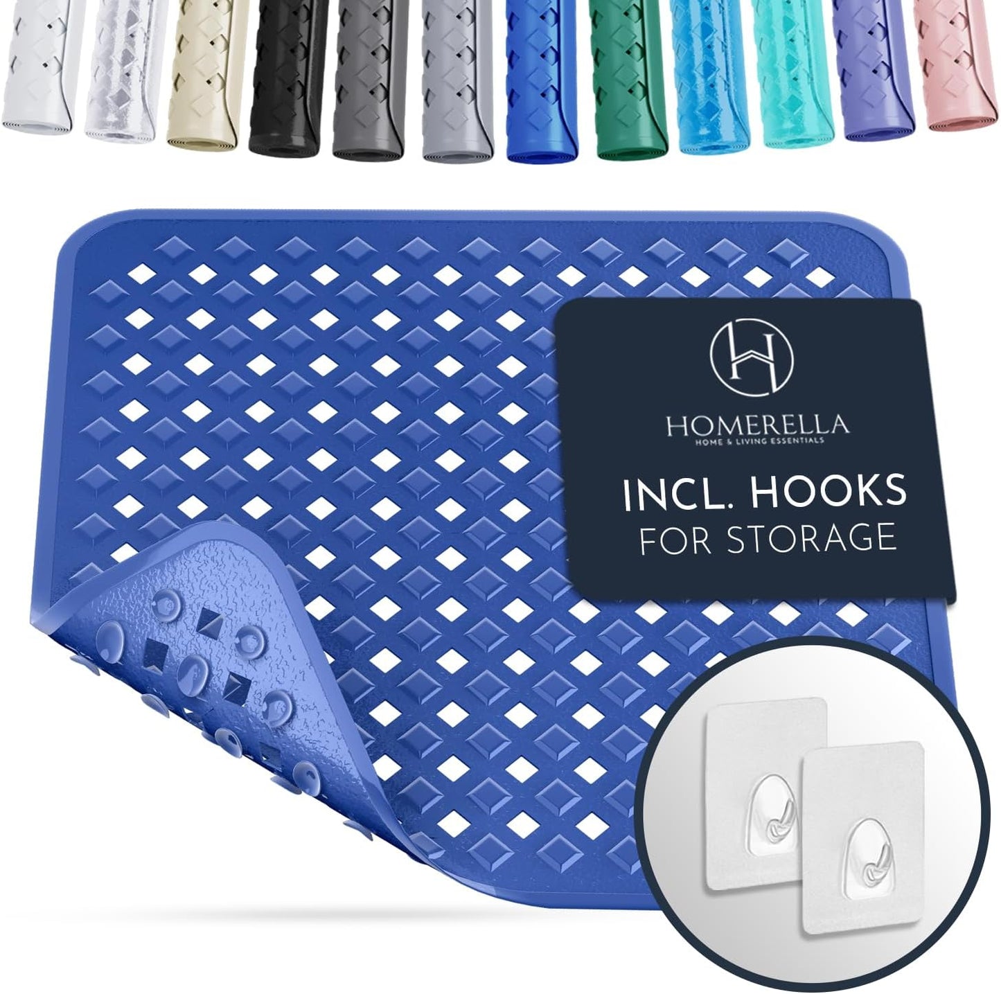 Homerella Anti Slip Shower Mat | Anti Mold Non Slip Bathtub Mat for Inside Shower | Square Floor