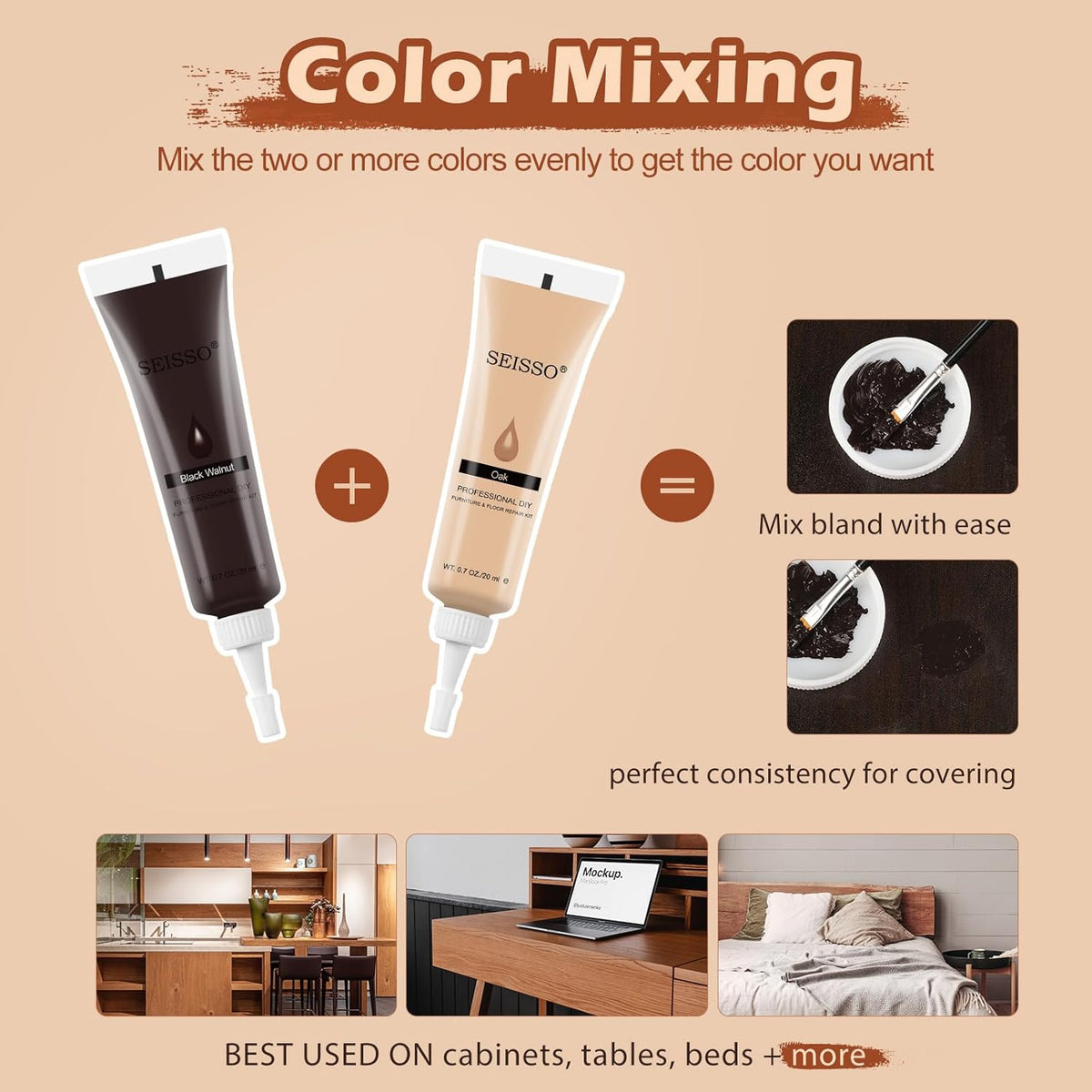 SEISSO Furniture Repair Kit, 12 Colors Wood Touch up Paint, Wood Stain, Wood Filles, Wood Paint