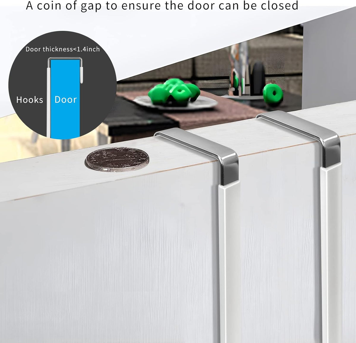 FYY Over The Door Hooks, 4 Pack Hangers Hooks with Rubber Prevent Scratches Heavy Duty Organizer