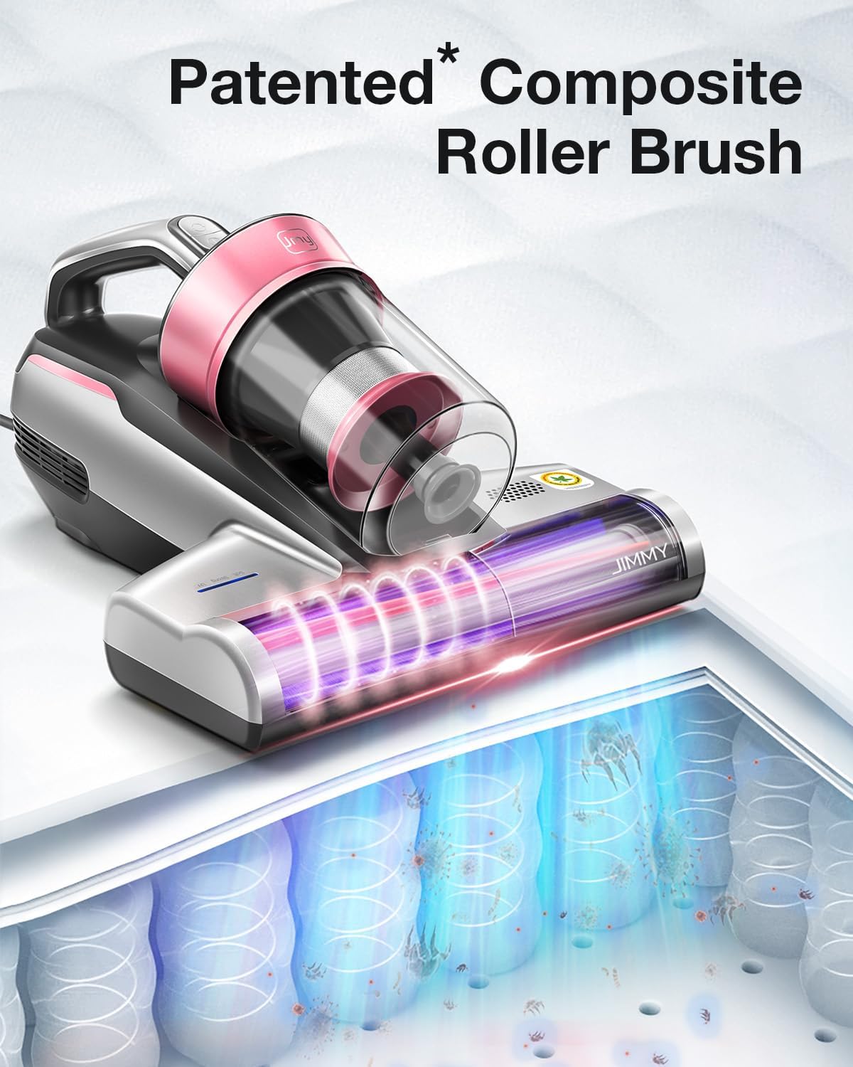 Jimmy Mattress Vacuum Cleaner, Bed Vacuum Cleaner with UV-C Light & Ultrasonic, 15Kpa Suction 500W