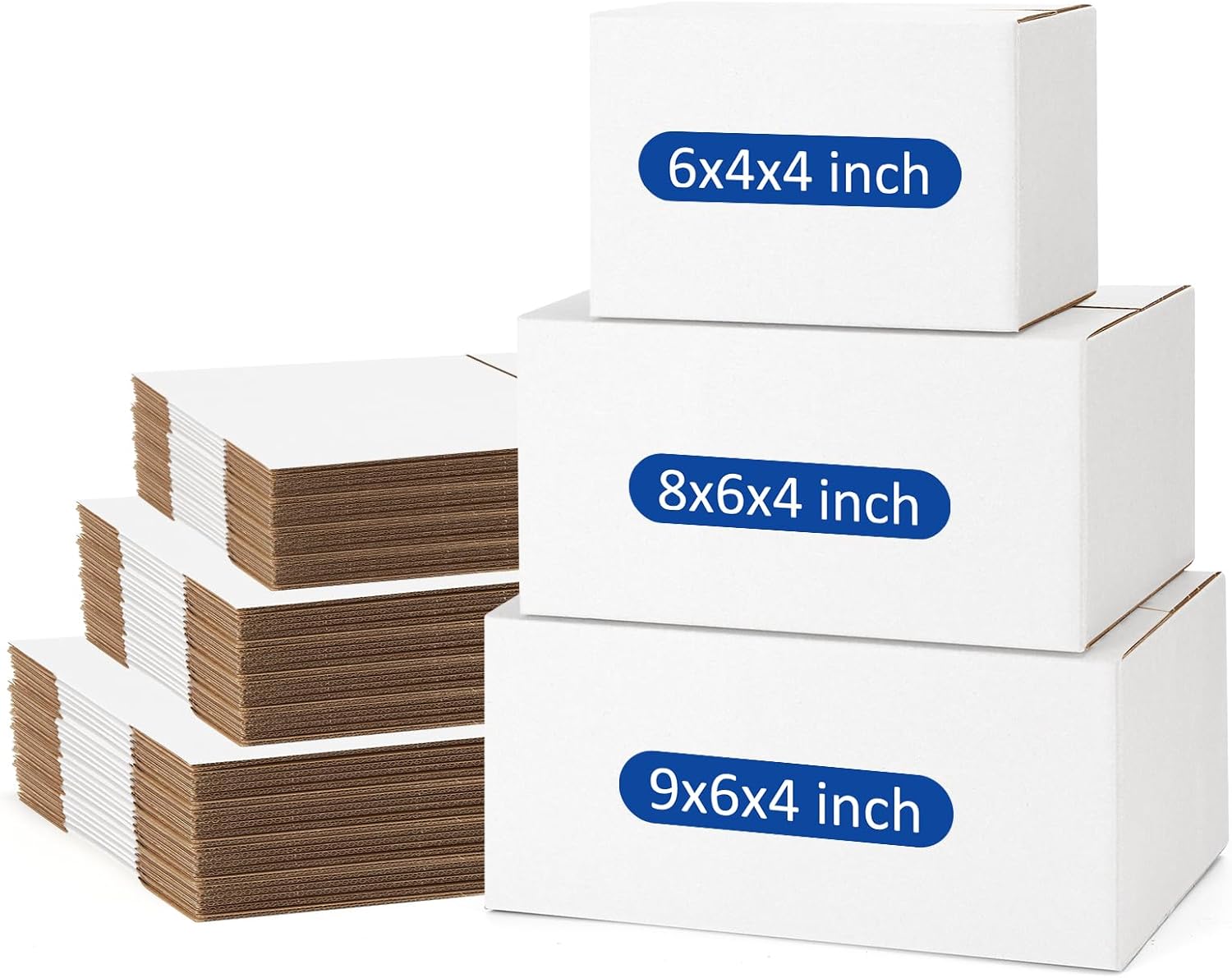 Assorted-Sizes-Shipping-Boxes-45-Pack: 6x4x4 & 8x6x4 & 9x6x4 Small-Shipping-Boxes-Mailers, White