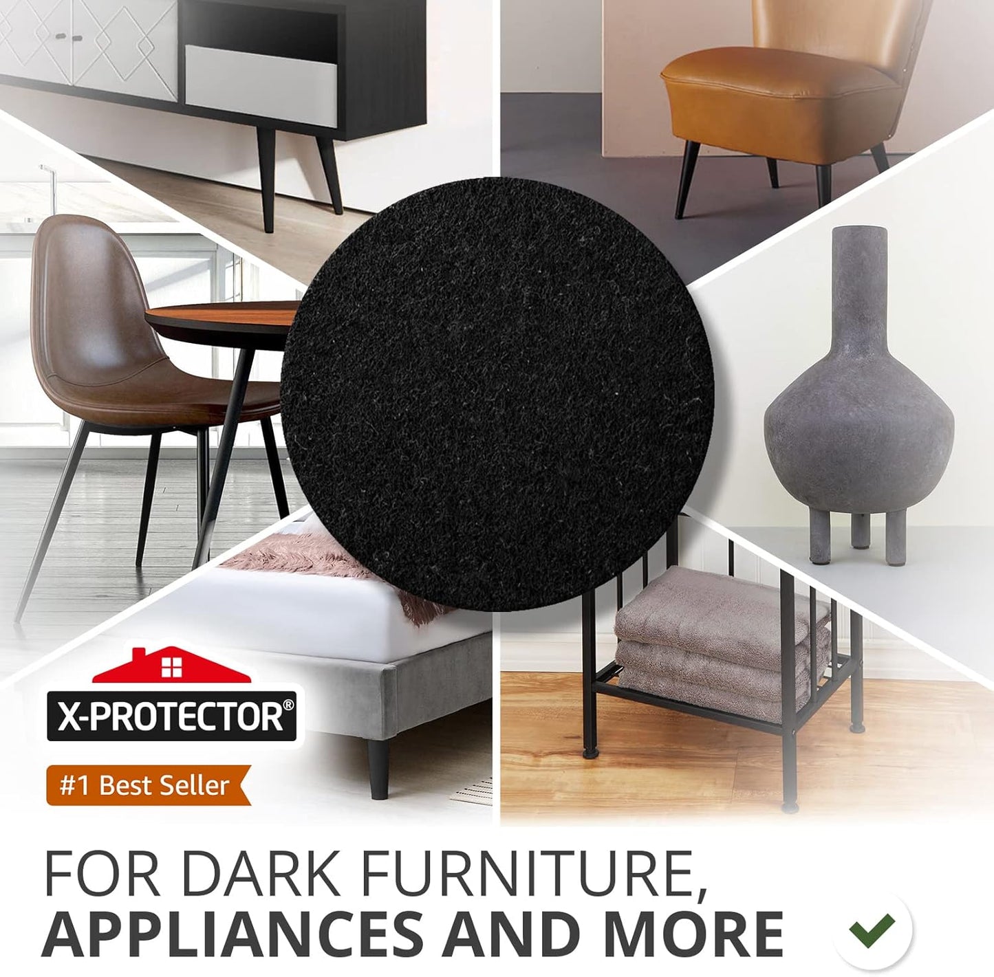 X-Protector 357 Pcs Black Felt Furniture Pads - Huge Quantity of Anti-Scratch, Heavy Duty Floor