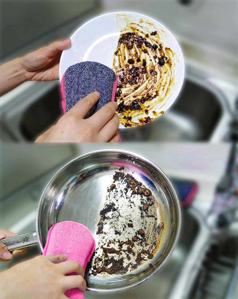 UPSTAR Dish Sponges Kitchen, Microfiber Cleaning Scrubber for Dishwashing, Sink, Basin and