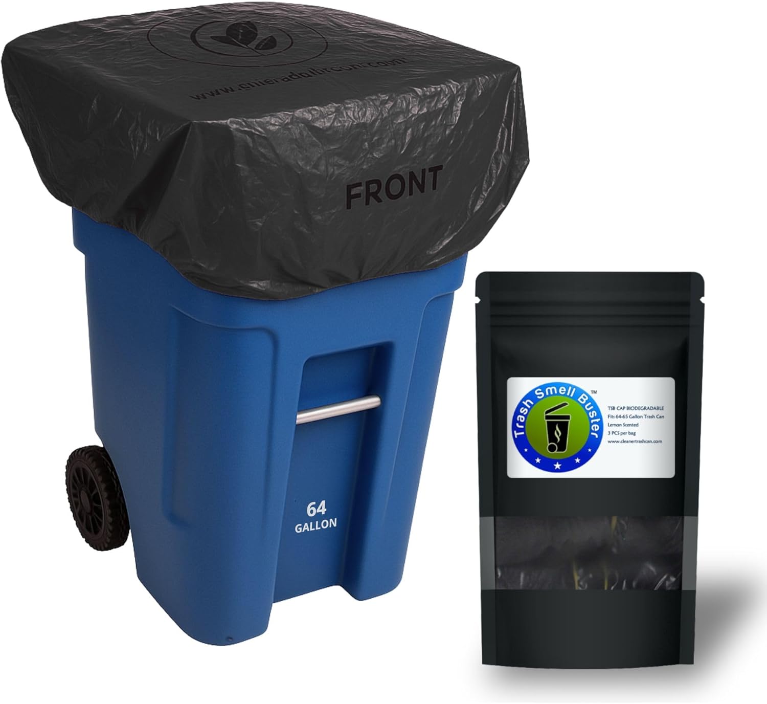 Outdoor Trash Can Cover Odor Eliminating Bag with Elastic Band Lemon Scented Durable 64 Gallon 3