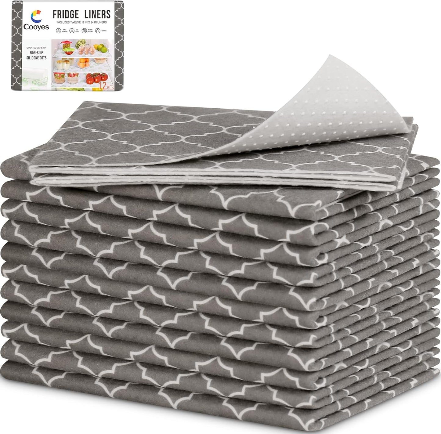 Cooyes 2 in 1 Refrigerator Liners & Fresh mats for Fridge Drawer and Glass Shelves, Absorbent