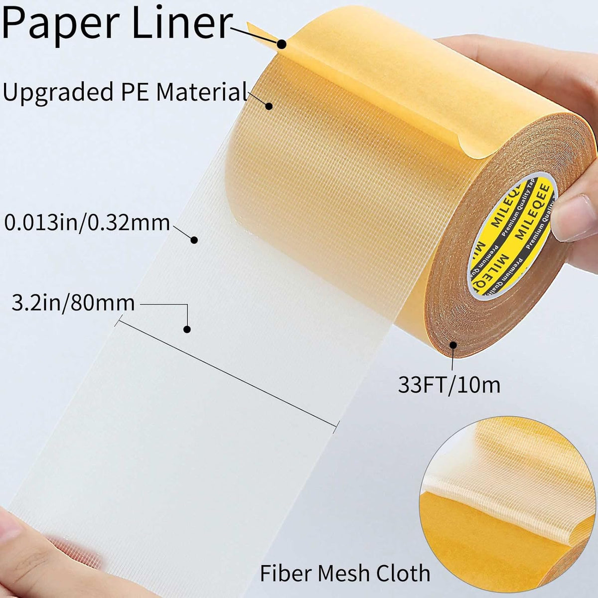 Double Sided Tape Heavy Duty, 3.2in x 33FT(10m), Universal High Tack Strong Wall Adhesive with