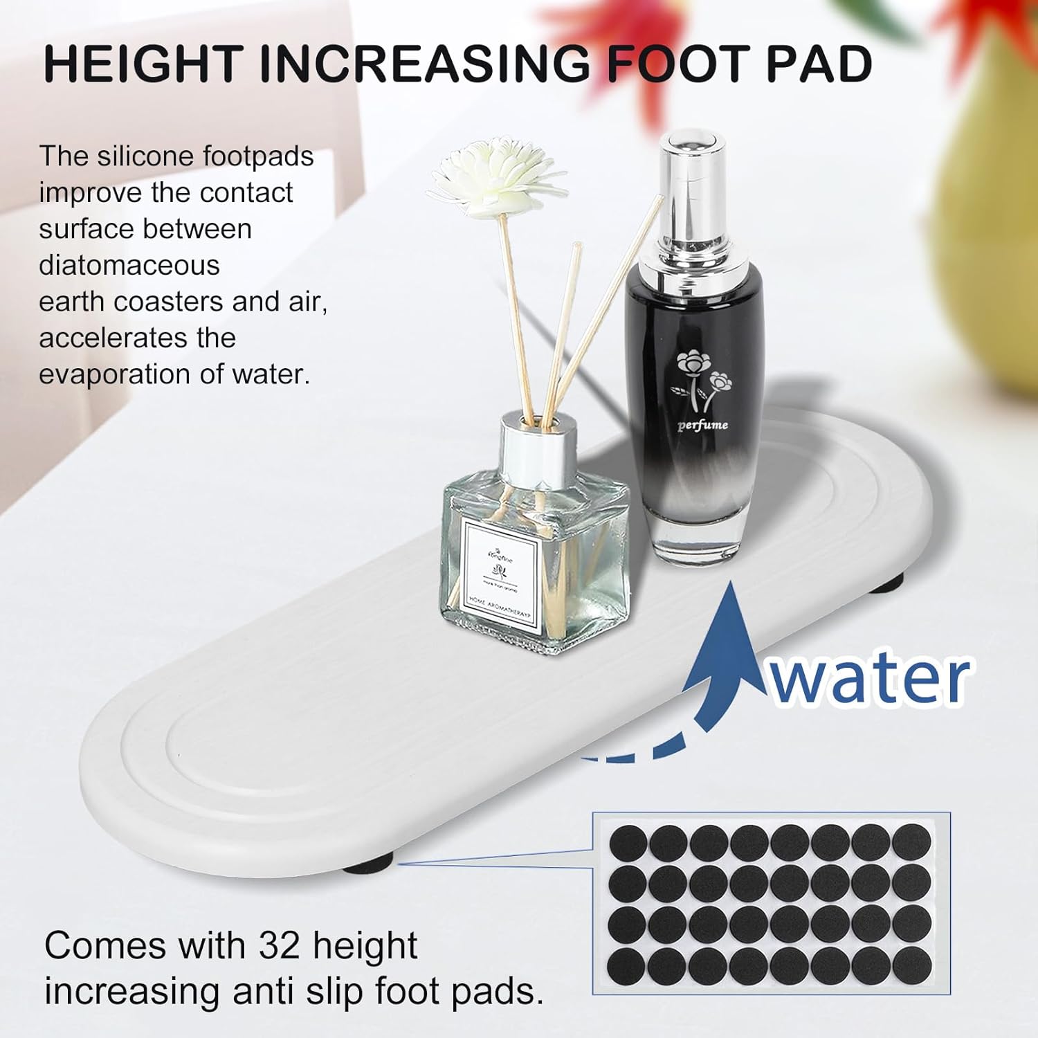 2PCS Water Absorbing Stone Tray, Fast Drying Diatomite Stone Sink Tray, Water Absorbent Diatomite