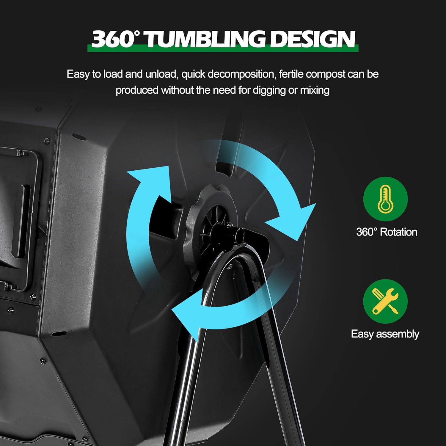 Nova Microdermabrasion 43 Gallon Compost Tumbler Bin Composter Dual Chamber BPA Free Compost Bin