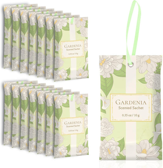 SCENTORINI Scented Sachets for Drawers and Closets, Gardenia Scent 14 Pack, Long-Lasting Sachets