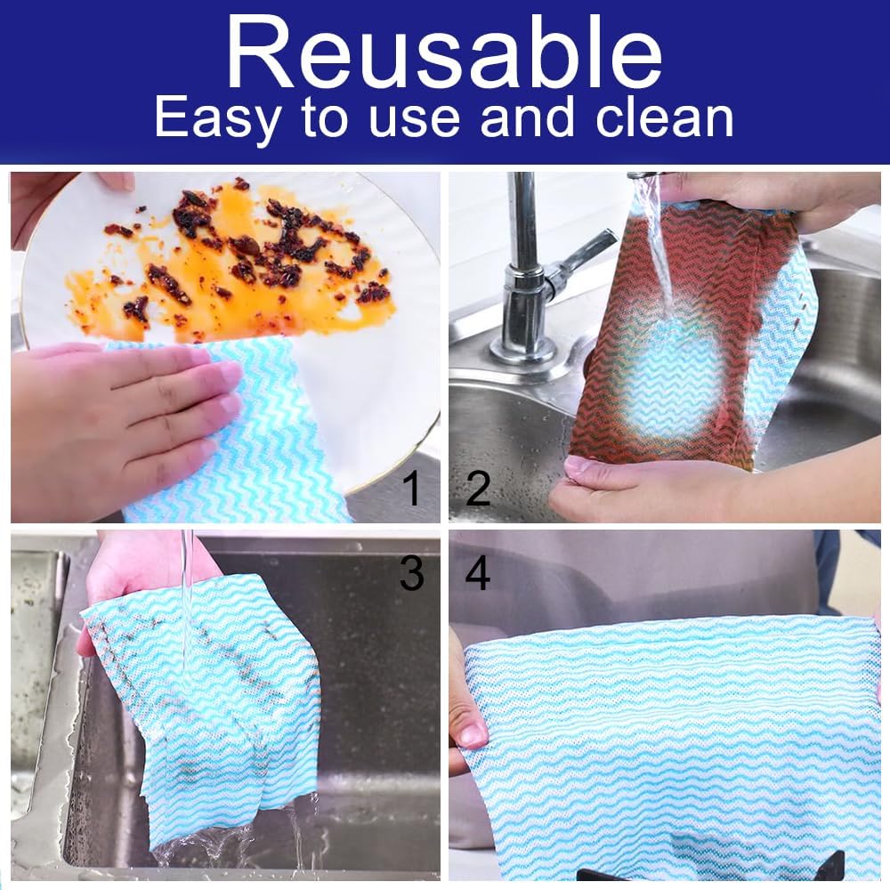 100 Count Disposable Cleaning Towels and Dish Cloths,Super Absorbent Dishcloths,Multi-Surface