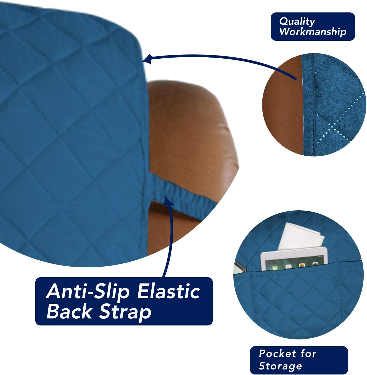PureFit Reversible Quilted Sofa Cover, Water Resistant Slipcover Furniture Protector, Washable