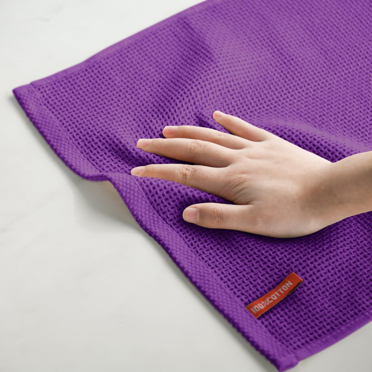 Artoid Mode 100% Cotton Purple Waffle Weave Kitchen Dish Cloths, 13x28 Inch Ultra Soft Absorbent