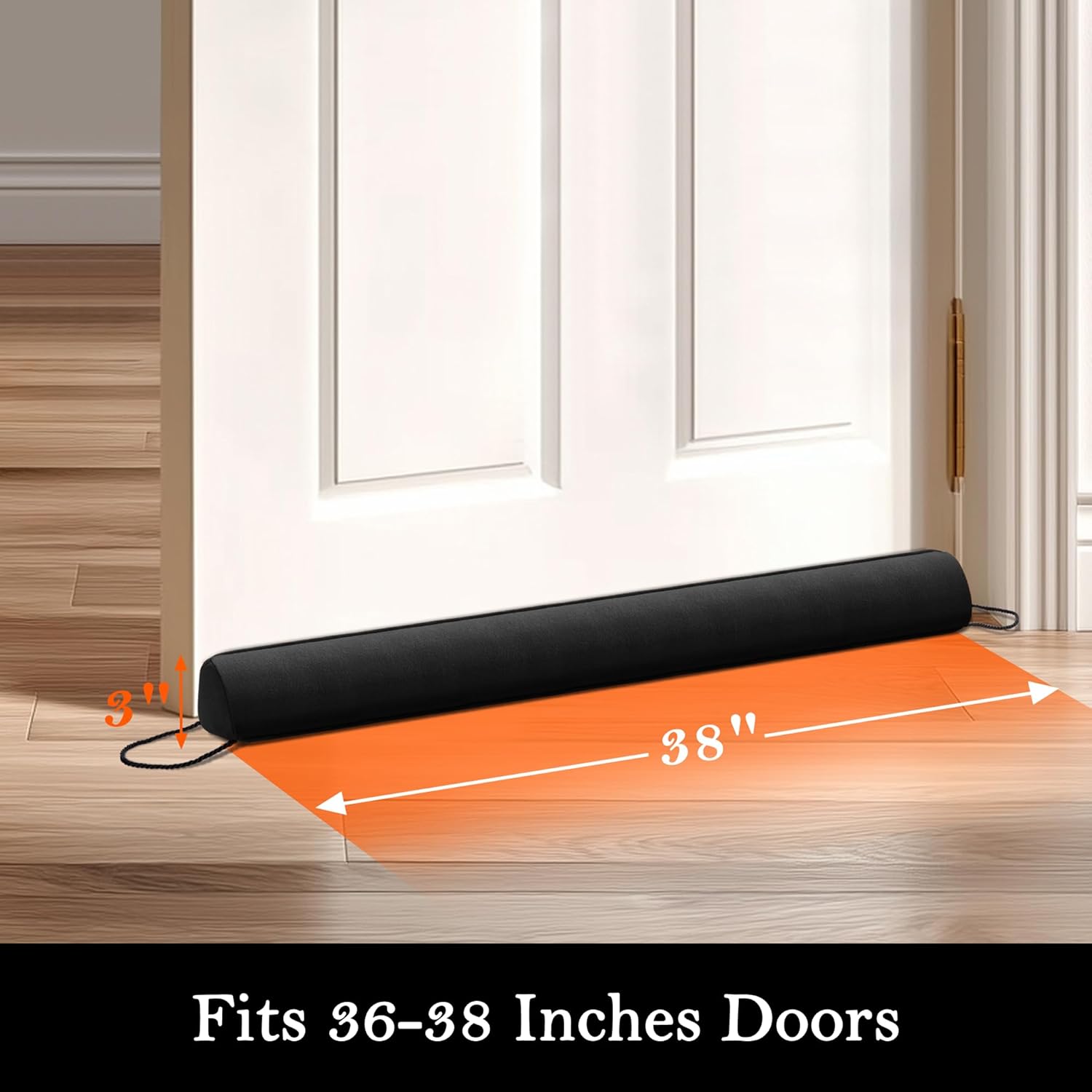 Sunolga 2-Pack 38" Door Draft Stopper Blocks Hot and Cold Air with Removable Washable Cover for