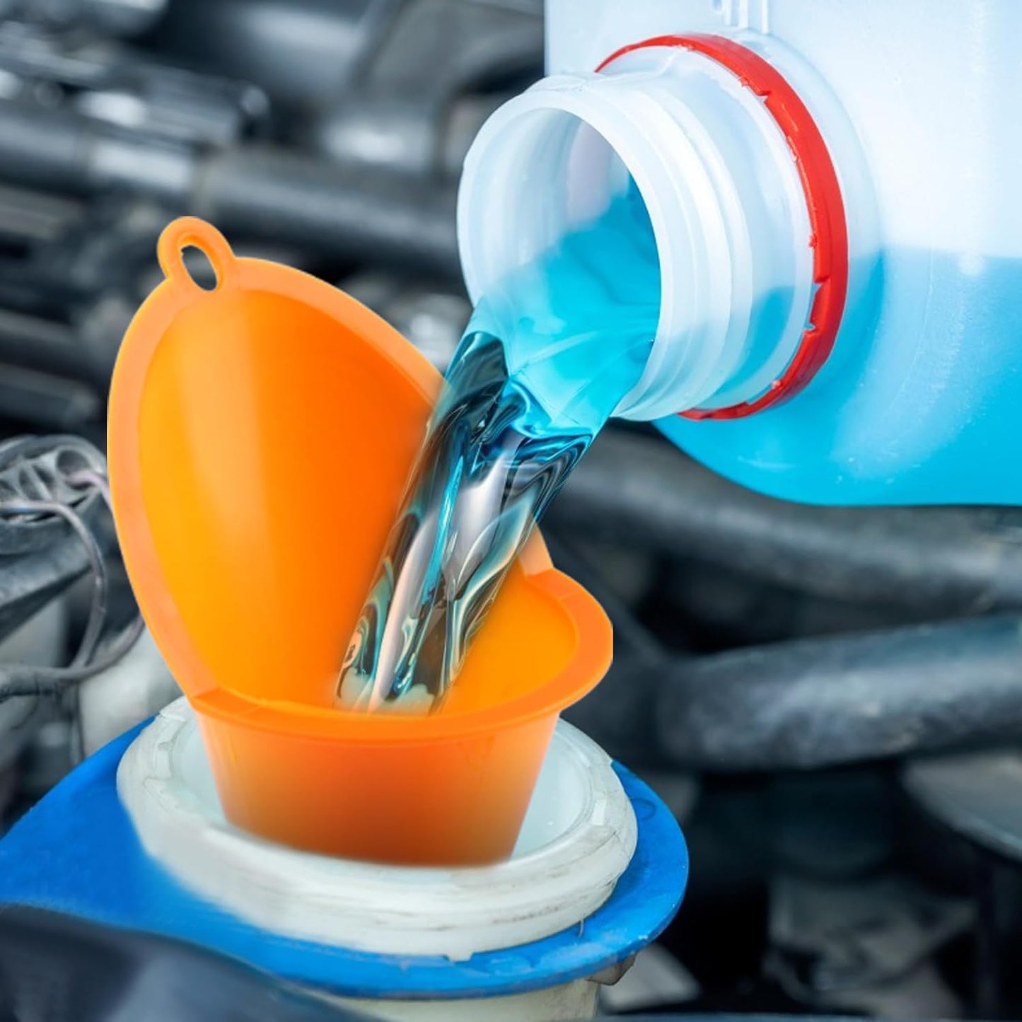 4 Pcs Plastic Long Neck Oil Funnel for Change, Multi-Function Long for Transmission Fluid