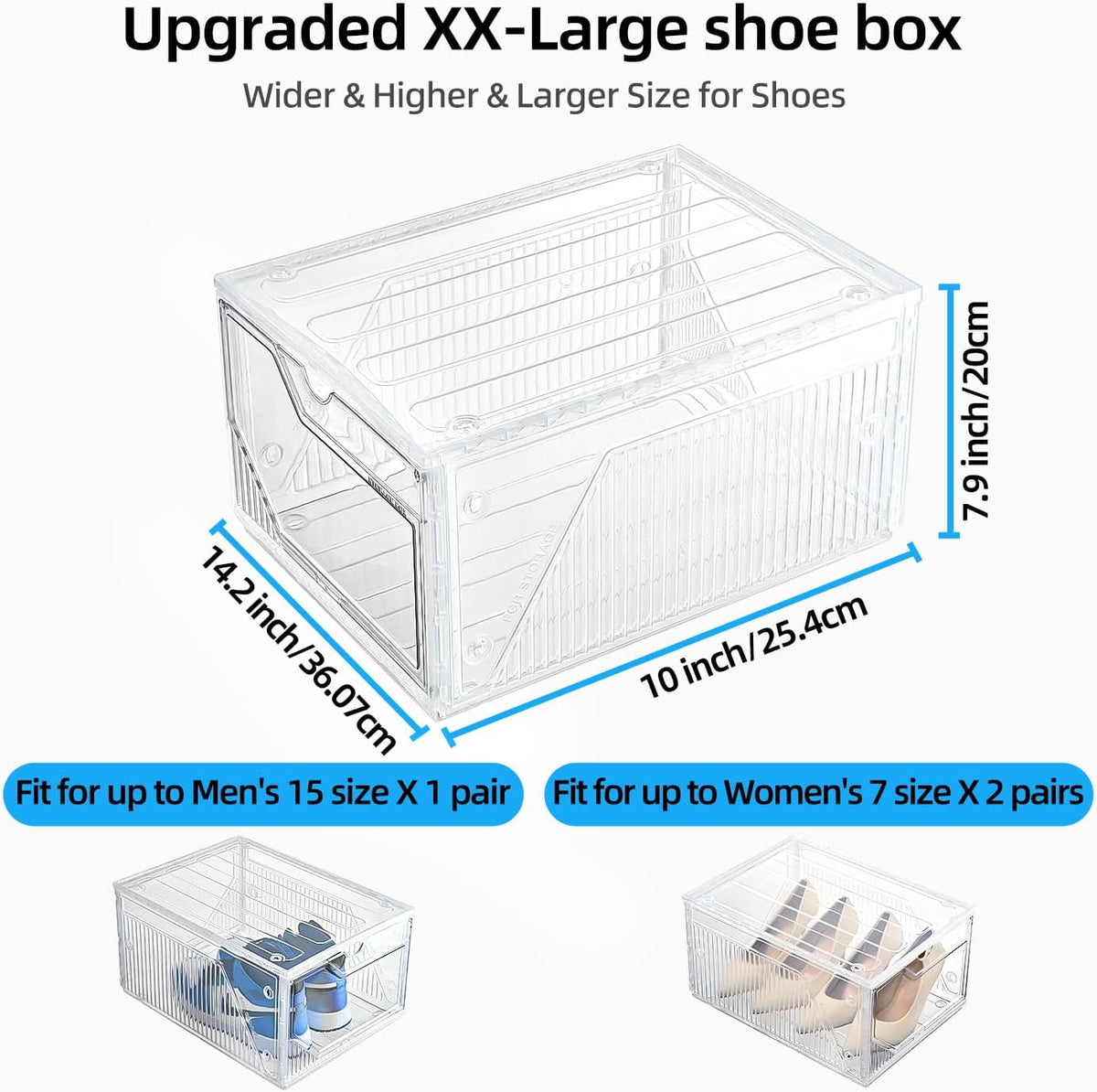 Modular XX-Large Shoe Organizer,Shoe Storage Organizer,10 Pack Shoe Box Clear Plastic