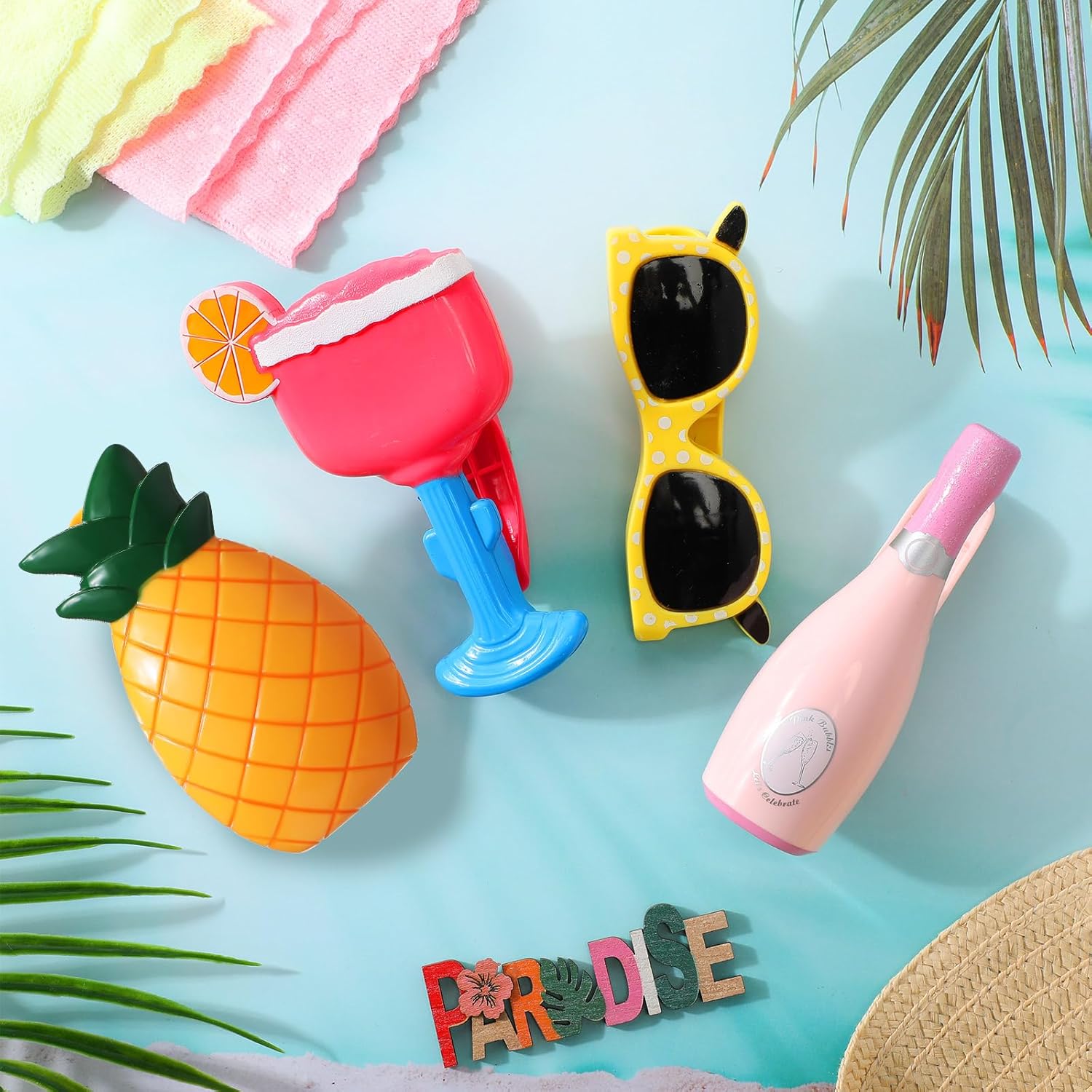 Sieral 8 Pcs Beach Towel Clips Beach Chair Pool Clips for Chairs Plastic Windproof Holder Funny