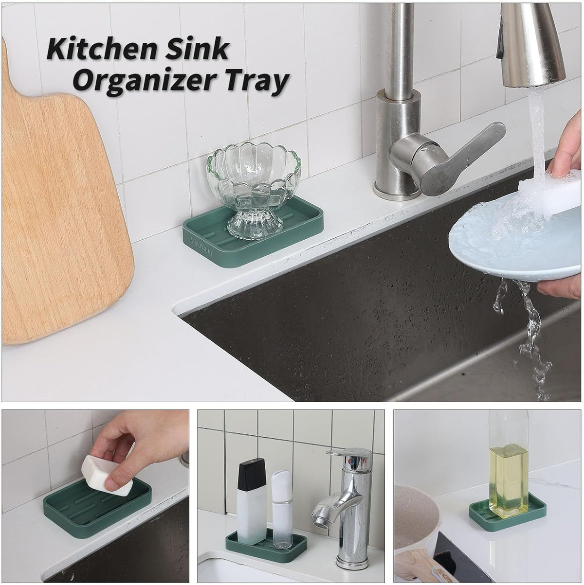 Silicone Kitchen Sink Organizer Tray for Multiple Usage,Easy Clean Sponges Holder for Kitchen