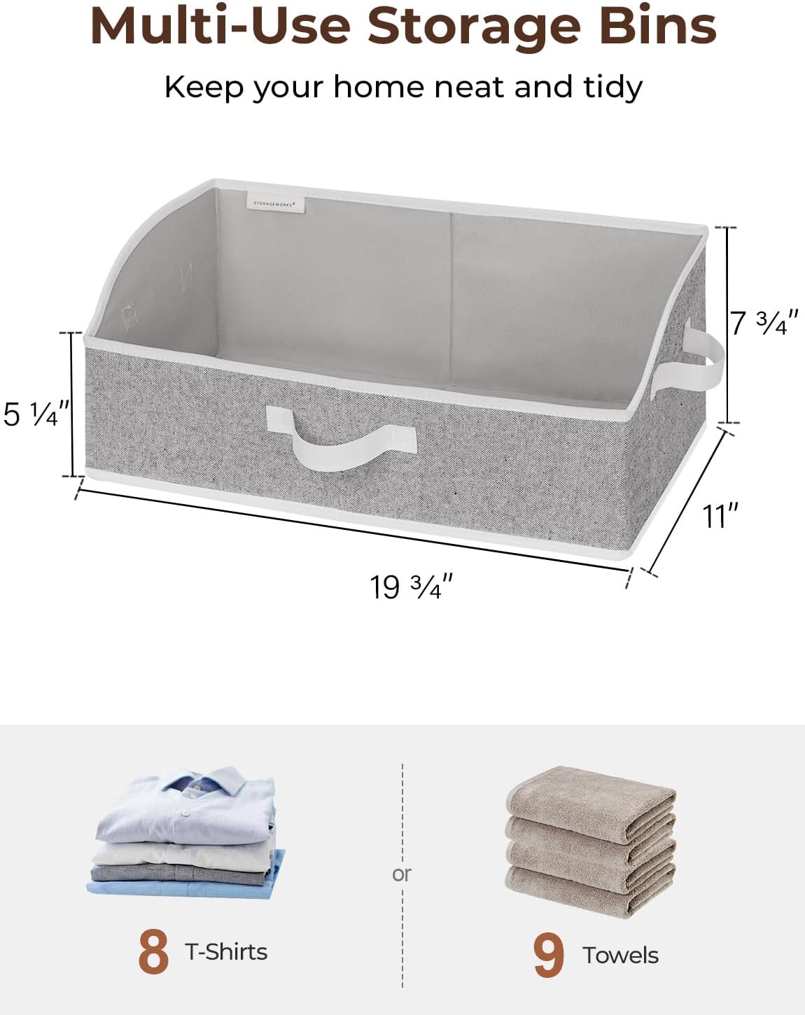 StorageWorks Closet Storage Bins, Trapezoid Organizer Box for Shelves, Fabric Clothes Bin, Foldable