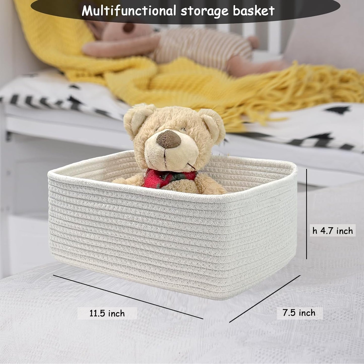 COMFY-HOMI 11.5"x7.5"x4.7" Storage Baskets for Organizing | Cotton Rope Woven Basket | Toy Storage
