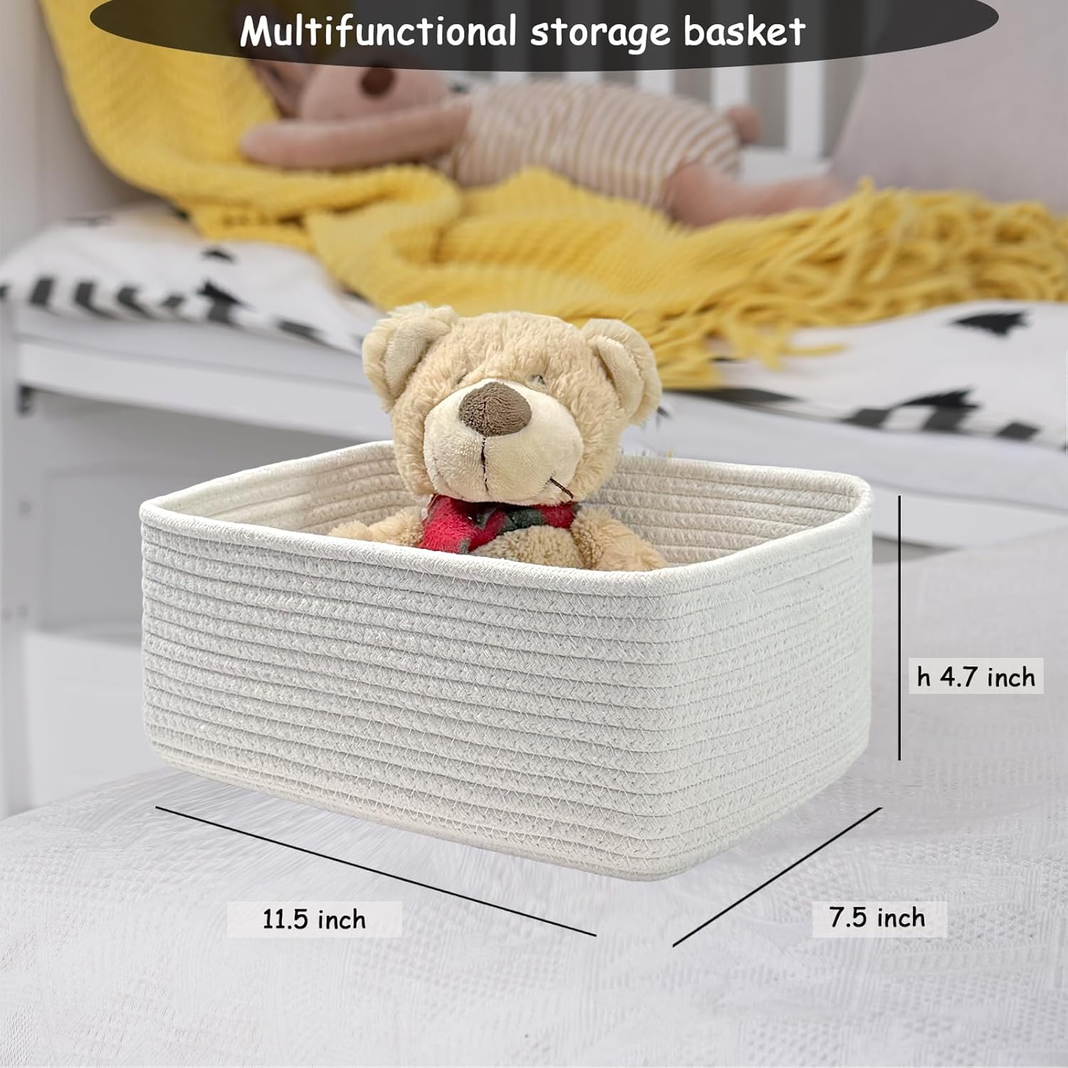 COMFY-HOMI 11.5"x7.5"x4.7" Storage Baskets for Organizing | Cotton Rope Woven Basket | Toy Storage