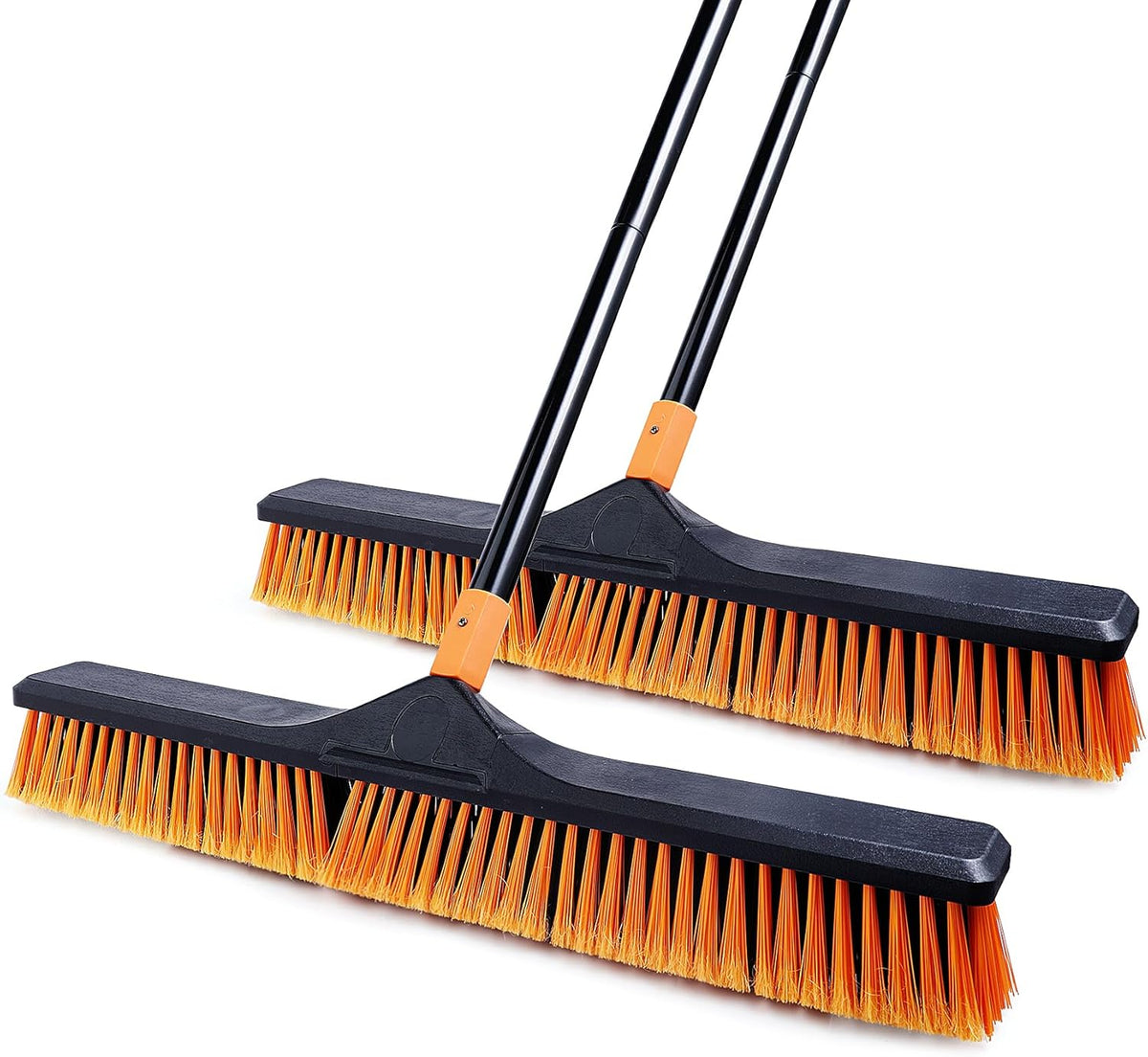 24”Push Broom Brush for Floor Cleaning with 65” Long Handle and Stiff Bristles, Heavy Duty Brush