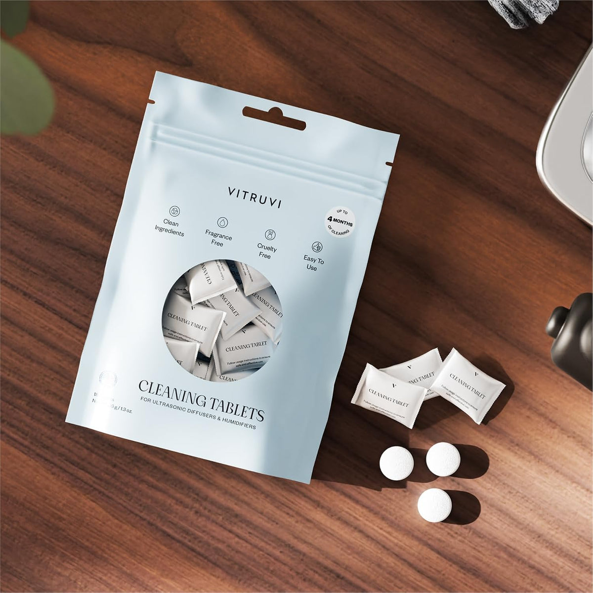 VITRUVI Cleaning Tablets for Diffusers & Humidifiers | Removes Stains & Residue, Prevents Buildup