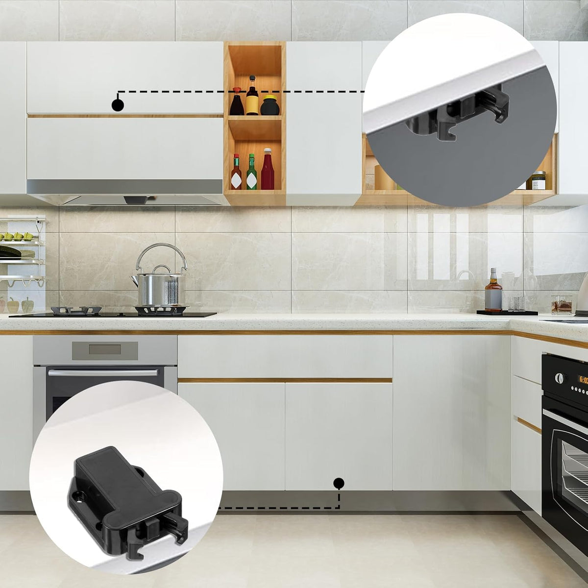 4Pack Push Latches for Cabinets, Push to Open Catch Lock,Safe Rebound Self-Locking Device Drawer